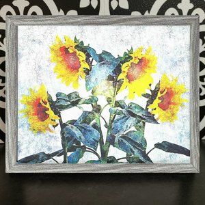 8x10 framed Sunflower Watercolor print